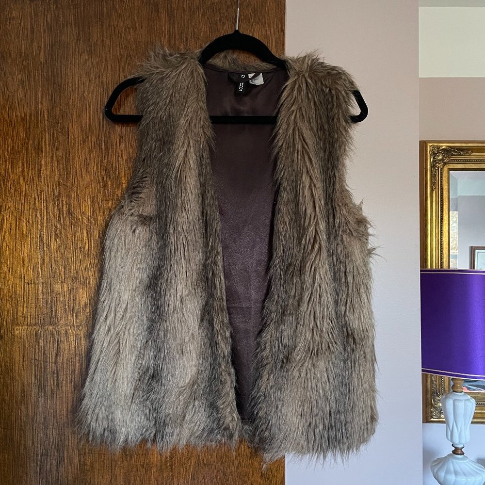 Faux Fur Brown Tan Vest